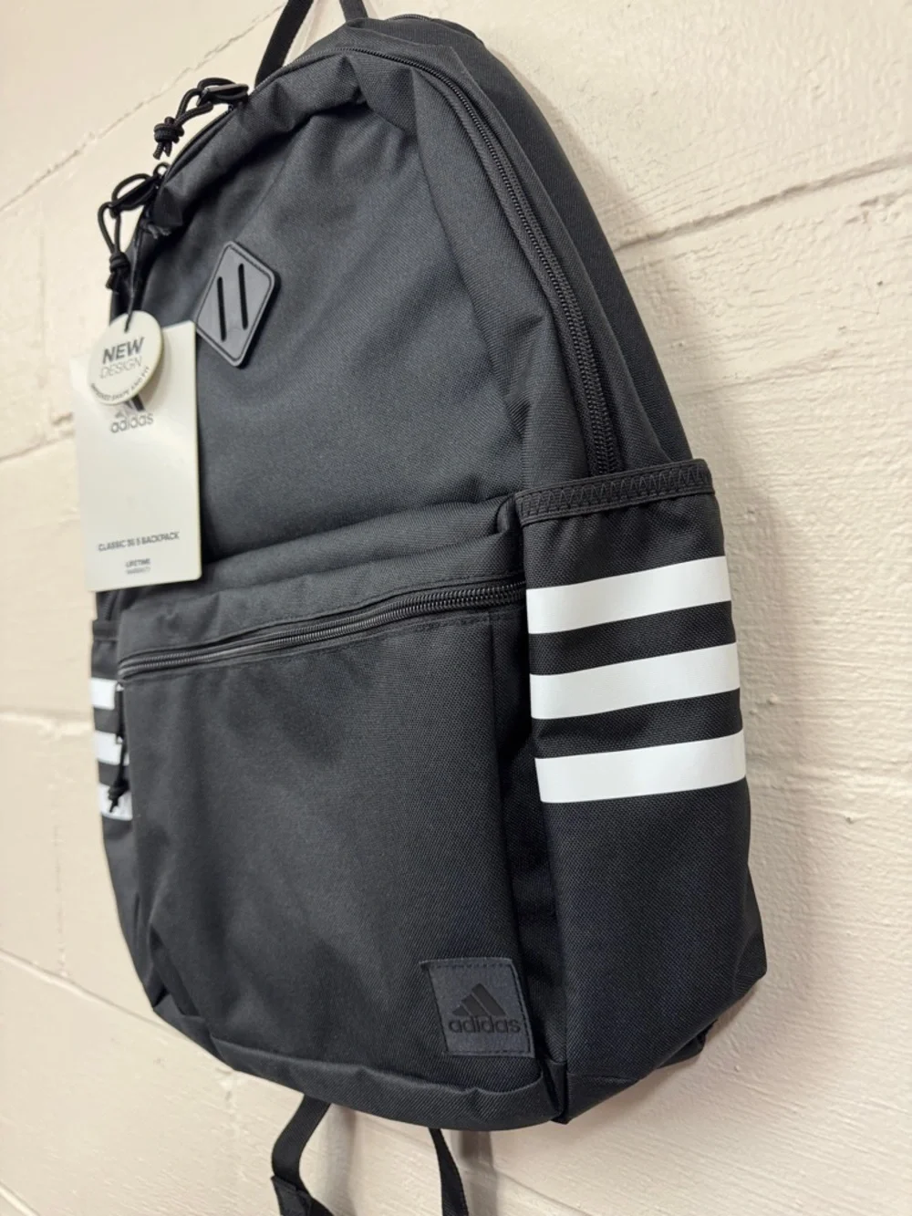 adidas Black Backpack with White Stripe Accents - Picture 4 of 8